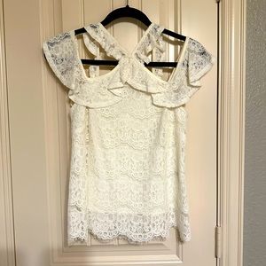 Bought at Nordstrom , ivory lace sleeveless top, size small